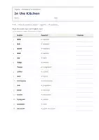 Vista previa - Hojas de trabajo - In the Kitchen – Vocabulario temático de inglés 6º Primaria - página 1