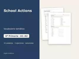 Vista previa - Hojas de trabajo - School Actions – Vocabulario temático de inglés 6º Primaria - Portada
