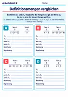 Vorschau - Arbeitsblätter - Definitionsmengen vergleichen | Mathematik Klasse 8 Gymnasium | 10 Arbeitsblätter mit Lösungen als PDF - Seite 2