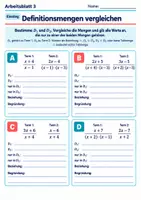Vorschau - Arbeitsblätter - Definitionsmengen vergleichen | Mathematik Klasse 8 Gymnasium | 10 Arbeitsblätter mit Lösungen als PDF - Seite 3
