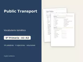Vista previa - Hojas de trabajo - Public Transport – Vocabulario temático de inglés 6º Primaria - Portada