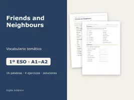Vista previa - Hojas de trabajo - Friends and Neighbours – Vocabulario temático de inglés 1º ESO - Portada