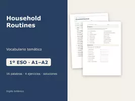 Vista previa - Hojas de trabajo - Household Routines – Vocabulario temático de inglés 1º ESO - Portada