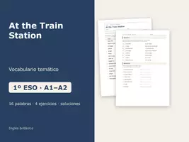 Vista previa - Hojas de trabajo - At the Train Station – Vocabulario temático de inglés 1º ESO - Portada
