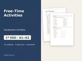 Vista previa - Hojas de trabajo - Free-Time Activities – Vocabulario temático de inglés 1º ESO - Portada