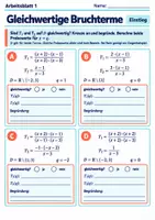 Vorschau - Arbeitsblätter - Gleichwertige Bruchterme | Mathematik Klasse 8 Gymnasium | 10 Arbeitsblätter mit Lösungen als PDF - Seite 1