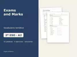 Vista previa - Hojas de trabajo - Exams and Marks – Vocabulario temático de inglés 2º ESO - Portada