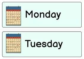 Vorschau - Bildkarten - Days of the Week Classroom Decor (Tafelmaterial): Vocabulary (English) - Seite 1