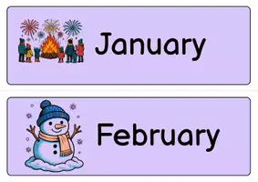 Vorschau - Bildkarten - Months of the Year Classroom Decor (Tafelmaterial): Vocabulary (English) - Seite 1