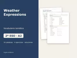 Vista previa - Hojas de trabajo - Weather Expressions – Vocabulario temático de inglés 2º ESO - Portada