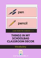 Vorschau - Bildkarten - Things in My Schoolbag Classroom Decor (Tafelmaterial): Vocabulary (English) - Deckblatt
