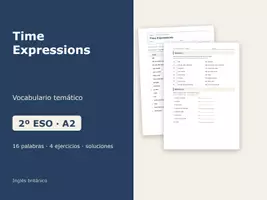 Vista previa - Hojas de trabajo - Time Expressions – Vocabulario temático de inglés 2º ESO - Portada