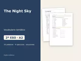 Vista previa - Hojas de trabajo - The Night Sky – Vocabulario temático de inglés 2º ESO - Portada