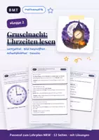 Vorschau - Arbeitsblätter - Gruselnacht: Uhrzeiten lesen (Klasse 2) - Deckblatt