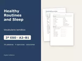 Vista previa - Hojas de trabajo - Healthy Routines and Sleep – Vocabulario temático de inglés 3º ESO - Portada