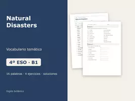 Vista previa - Hojas de trabajo - Natural Disasters – Vocabulario temático de inglés 4º ESO - Portada