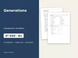Vista previa - Hojas de trabajo - Generations – Vocabulario temático de inglés 4º ESO - Portada