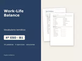 Vista previa - Hojas de trabajo - Work-Life Balance – Vocabulario temático de inglés 4º ESO - Portada