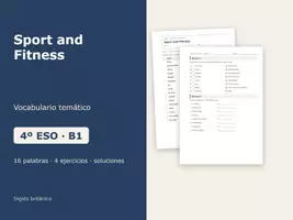Vista previa - Hojas de trabajo - Sport and Fitness – Vocabulario temático de inglés 4º ESO - Portada