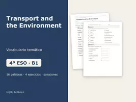 Vista previa - Hojas de trabajo - Transport and the Environment – Vocabulario temático de inglés 4º ESO - Portada