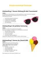Vorschau - Arbeitsblätter - Sommer | 3 kreative Aufgaben | Unterrichtsmaterial | Klasse 5-8 - Seite 1
