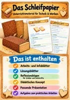 Vorschau - Arbeitsblätter - 🪵 Schleifpapier & Holz schleifen – Technik, Werken, Werkunterricht, Sachunterricht | Werkzeugkunde, Körnung, Holzbearbeitung & Oberflächen | Unterrichtseinheit mit Arbeitsblättern, Lösungen, Präsentation, praktischen Übungen & Reflexion ✏️ - Deckblatt