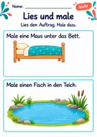 Vorschau - Arbeitsblätter - Lesen und zeichnen Klasse 1 – Tierfreunde | Deutsch Klasse 1 | 10 Arbeitsblätter als PDF - Seite 2