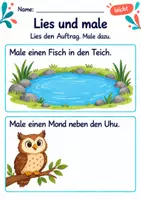 Vorschau - Arbeitsblätter - Lesen und zeichnen Klasse 1 – Tierfreunde | Deutsch Klasse 1 | 10 Arbeitsblätter als PDF - Seite 3