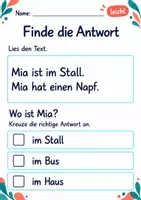 Vorschau - Arbeitsblätter - Fragen zum Text beantworten Klasse 1 – Tierfreunde | Deutsch Klasse 1 | 10 Arbeitsblätter als PDF - Seite 1