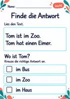 Vorschau - Arbeitsblätter - Fragen zum Text beantworten Klasse 1 – Tierfreunde | Deutsch Klasse 1 | 10 Arbeitsblätter als PDF - Seite 2
