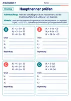 Vorschau - Arbeitsblätter - Hauptnenner prüfen | Mathematik Klasse 8 Gymnasium | 10 Arbeitsblätter mit Lösungen als PDF - Seite 1