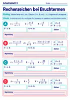 Vorschau - Arbeitsblätter - Rechenzeichen bei Bruchtermen | Mathematik Klasse 8 Gymnasium | 10 Arbeitsblätter mit Lösungen als PDF - Seite 3