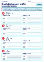 Vorschau - Arbeitsblätter - Bruchgleichungen prüfen | Mathematik Klasse 8 Gymnasium | 10 Arbeitsblätter mit Lösungen als PDF - Seite 3