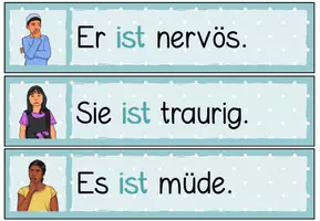 Vorschau - Präsentationen/Tafelbilder - Tafelmaterial „Wie geht’s?“ – Personalpronomen im Dativ, Gefühle & Satzbildung | Deutsch & DaZ - Seite 3