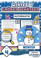Vorschau - Arbeitsblätter - Winter Mathematik Klasse 4 | Größen schätzen mit Stützpunkten und messen | mit Lösungen - Deckblatt