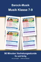 Vorschau - Arbeitsblätter - Barock, Bach Händel - Musik Klasse 7-9, Vertretungsstunde + Übersicht - Deckblatt