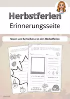Vorschau - Arbeitsblätter - Malen und Schreiben zu den Herbstferien - Erinnerungsseite - Deckblatt