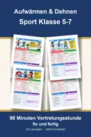 Vorschau - Arbeitsblätter - Aufwärmen, Dehnen - Sport Klasse 5-7, Vertretungsstunde + Gesundheit - Deckblatt