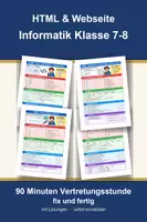 Vorschau - Arbeitsblätter - HTML, Webseite erstellen - Informatik Klasse 7-8, Vertretungsstunde - Deckblatt