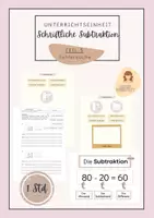 Vorschau - Stundenentwürfe - Schriftliche Subtraktion | Fehlersuche | Abziehen mit Entbündeln - Deckblatt
