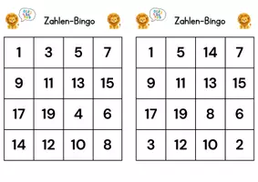 Vorschau - Arbeitsblätter - Zahlen-Bingo 4x4 - Seite 1