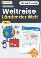 Vorschau - Arbeitsblätter - Weltreise Übungsheft Klasse 3 und 4 | Länder, Hauptstädte, Klima, Wahrzeichen | Erdkunde - Deckblatt