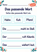 Vorschau - Arbeitsblätter - Lückensätze ergänzen Klasse 1 – Tierfreunde | Deutsch Klasse 1 | 10 Arbeitsblätter als PDF - Seite 2