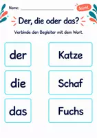 Vorschau - Arbeitsblätter - Begleiter zuordnen Klasse 1 – Tierfreunde | Deutsch Klasse 1 | 10 Arbeitsblätter als PDF - Seite 1