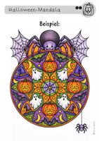 Vorschau - Mal- und Bastelvorlagen - Halloween-Mandala: Kostenloses Ausmalbild für die Grundschule | Freebie - Seite 1