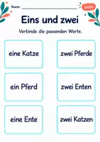 Vorschau - Arbeitsblätter - Einzahl und Mehrzahl Klasse 1 – Tierfreunde | Deutsch Klasse 1 | 10 Arbeitsblätter als PDF - Seite 1