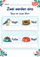 Vorschau - Arbeitsblätter - Zusammengesetzte Wörter Klasse 1 – Tierfreunde | Deutsch Klasse 1 | 10 Arbeitsblätter als PDF - Seite 1