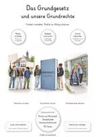 Vorschau - Unterrichtsreihen - Das Grundgesetz & unsere Grundrechte – Große PoWi-Lernwerkstatt | Menschenwürde, Meinungsfreiheit, Gleichberechtigung, Religionsfreiheit, Privatsphäre & Demokratie | Komplette Unterrichtseinheit mit Lösungen - Deckblatt