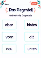 Vorschau - Arbeitsblätter - Gegensätze finden Klasse 1 – Tierfreunde | Deutsch Klasse 1 | 10 Arbeitsblätter als PDF - Seite 1
