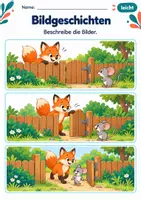 Vorschau - Arbeitsblätter - Bildergeschichten erzählen Klasse 1 – Tierfreunde | Deutsch Klasse 1 | 10 Arbeitsblätter als PDF - Seite 1